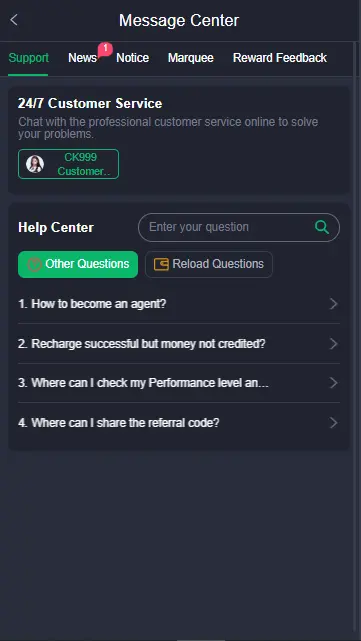 Ck999 Game Message Centre